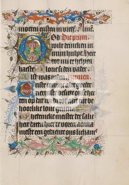 Decorated Initial G; Book of Hours, Use of Utrecht, about 1460. Creator: Master of Evert Zoudenbalch.