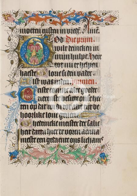 Decorated Initial G; Book of Hours, Use of Utrecht, about 1460. Creator: Master of Evert Zoudenbalch.