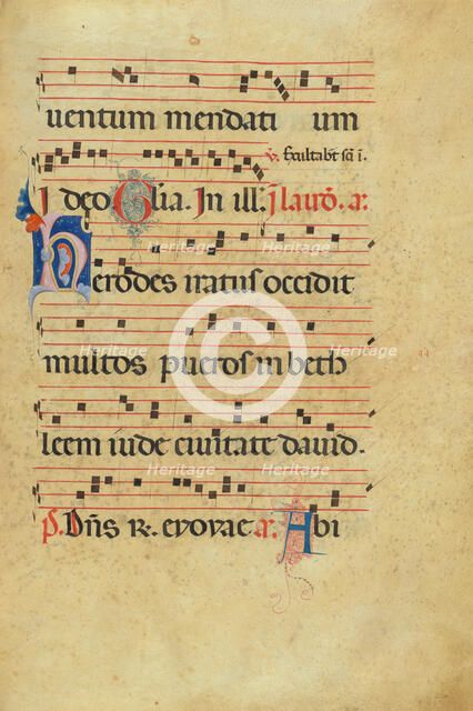 Decorated Initial H; Antiphonal, late 13th century. Creator: Unknown.