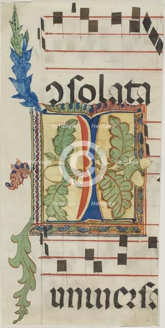 Decorated Initial "I" with Acorns and Leaves from a Choir Book, n.d., probably a modern copy. Creator: Unknown.