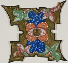 Decorated Initial "I" with Leaves from a Choir Book, 14th century or modern, c. 1920. Creator: Unknown