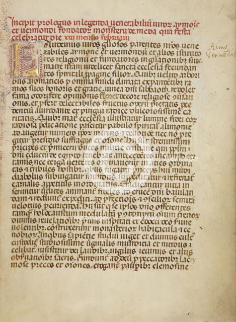 Decorated Initial L;  Les Visions du chevalier Tondal, about 1400. Creator: Unknown.