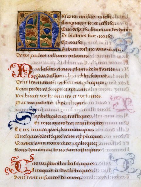 Decorated initial letter 'M', 16th century. Artist: Unknown