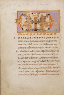 Decorated Initial M; Gospel Lectionary, late 10th century. Creator: Unknown