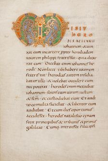 Decorated Initial M; Gospel Lectionary, late 10th century. Creator: Unknown