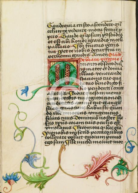 Decorated Initial M; Prayer Book, about 1470-1480. Creator: Workshop of Valentine Noh.