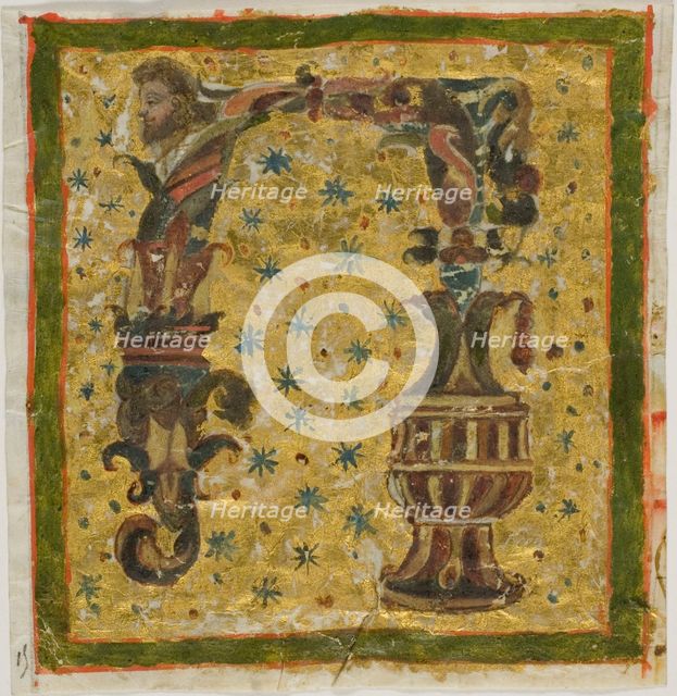 Decorated Initial "N" with Terme (or Grotesque) and Urn from a Manuscript, n.d. Creator: Unknown.