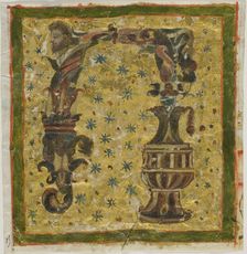 Decorated Initial "N" with Terme (or Grotesque) and Urn from a Manuscript, n.d. Creator: Unknown
