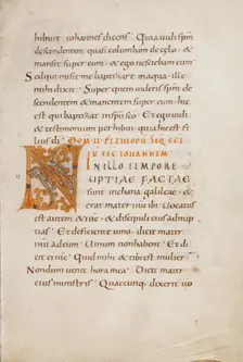 Decorated Initial N; Gospel Lectionary, late 10th century. Creator: Unknown