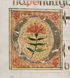 Decorated Initial "O" with Flowers from a Manuscript, n.d. Creator: Unknown