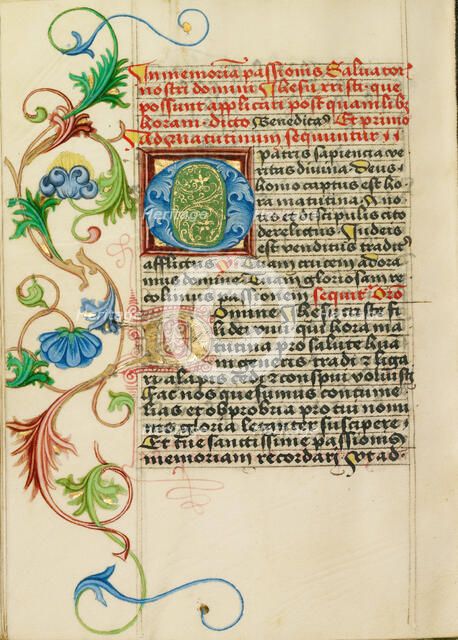 Decorated Initial O; Prayer Book, about 1470-1480. Creator: Workshop of Valentine Noh.