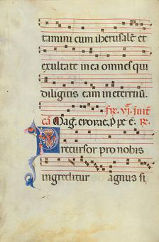Decorated Initial P; Antiphonal, late 13th century. Creator: Unknown