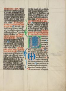 Decorated Initial P; Collegium Ducale, about 1420-1430. Creator: Master Michael