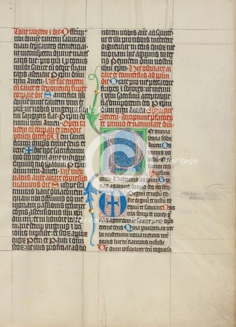 Decorated Initial P; Collegium Ducale, about 1420-1430. Creator: Master Michael.