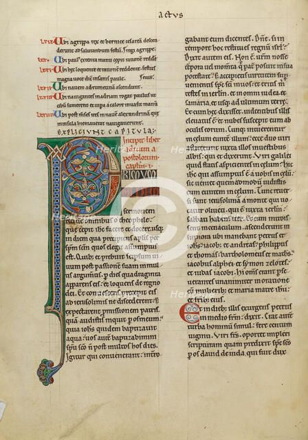 Decorated Initial P; New Testament (with Canons of Priscillian), about 1170. Creator: Unknown.