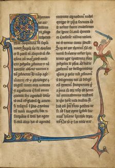 Decorated Initial Q; De Natura Avium; De Pastoribus et Ovibus; Bestiarium, 1277 or after. Creator: Unknown