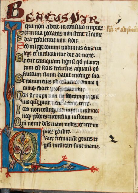 Decorated Initial Q; Psalter, third quarter of 13th century. Creator: Unknown.