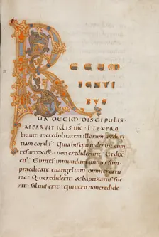 Decorated Initial R; Gospel Lectionary, late 10th century. Creator: Unknown