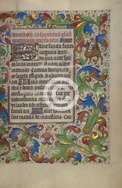 Decorated Initial S; Book of Hours, about 1450-1455. Creator: Unknown.