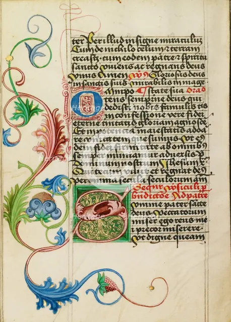 Decorated Initial S; Prayer Book, about 1470-1480. Creator: Workshop of Valentine Noh.