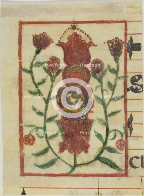 Decorated Initial with Flowers from a Manuscript, n.d. Creator: Unknown.