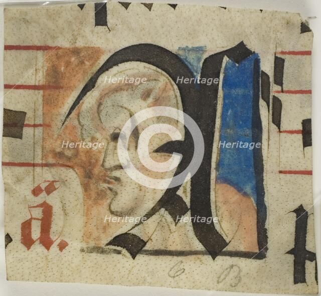 Decorated Initial with Grotesque in Profile from a Choir Book, early 15th century. Creator: Unknown.