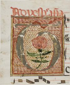 Decorated Initial "T" with Flower from a Manuscript, n.d. Creator: Unknown
