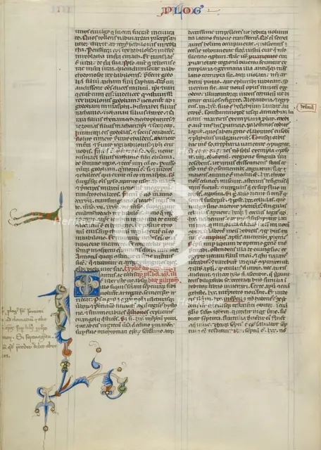 Decorated Initial T; Abbey Bible, about 1250-1262. Creator: Unknown.