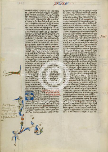 Decorated Initial T; Abbey Bible, about 1250-1262. Creator: Unknown.
