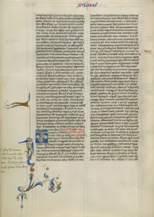 Decorated Initial T; Abbey Bible, about 1250-1262. Creator: Unknown