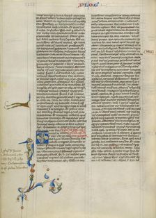 Decorated Initial T; Abbey Bible, about 1250-1262. Creator: Unknown