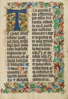 Decorated Initial T; Missal, about 1500-1505. Creator: Unknown