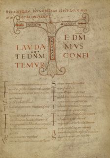 Decorated Initial T; Psalter, third quarter of 9th century. Creator: Unknown