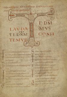 Decorated Initial T; Psalter, third quarter of 9th century. Creator: Unknown