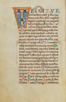 Decorated Initial T; Stammheim Missal, probably 1170s. Creator: Unknown