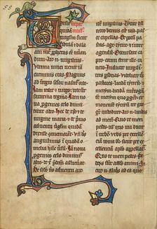 Decorated Initial V; De Natura Avium; De Pastoribus et Ovibus, 1277 or after. Creator: Unknown