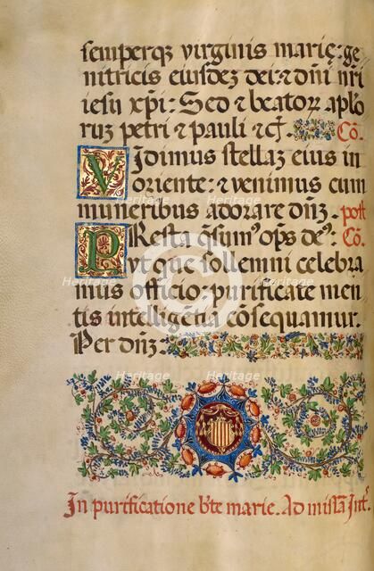 Decorated Initial V: Decorated Initial P; Missal of Bishop Antonio Scarampi, 1567. Creator: Fra Vincentius a Fundis.