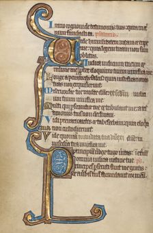 Decorated Initial V; Decorated Initial P; Psalter, mid-1200s. Creator: Unknown