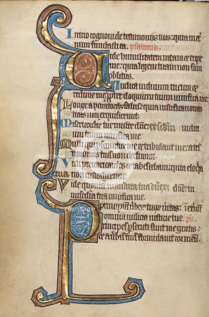 Decorated Initial V; Decorated Initial P; Psalter, mid-1200s. Creator: Unknown.