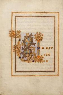 Decorated Initial V; Gospel Lectionary, late 10th century. Creator: Unknown