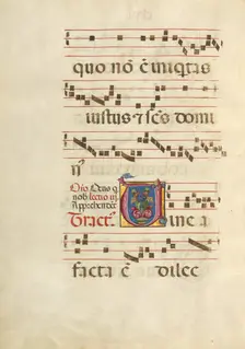 Decorated Initial V; Gradual, about 1460-1480. Creator: Unknown