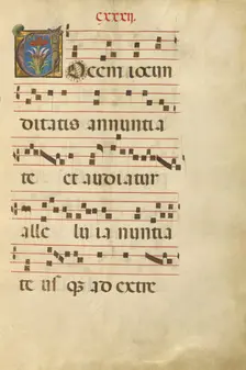 Decorated Initial V; Gradual, about 1460-1480. Creator: Unknown