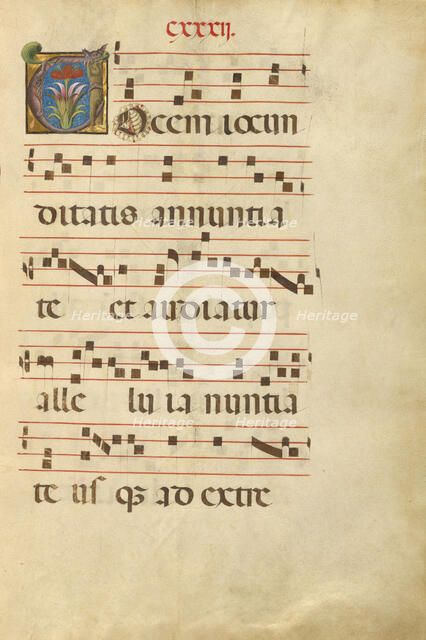 Decorated Initial V; Gradual, about 1460-1480. Creator: Unknown.
