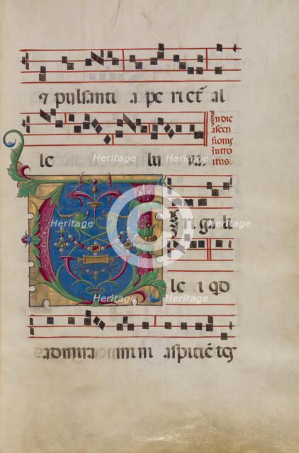 Decorated Initial V, late 15th or early 16th century. Creator: Unknown.