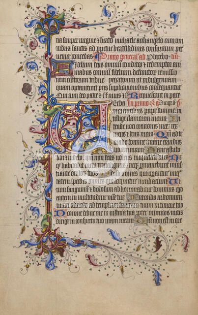 Decorated Initial V; Psalter, 1420-1430. Creator: Unknown.