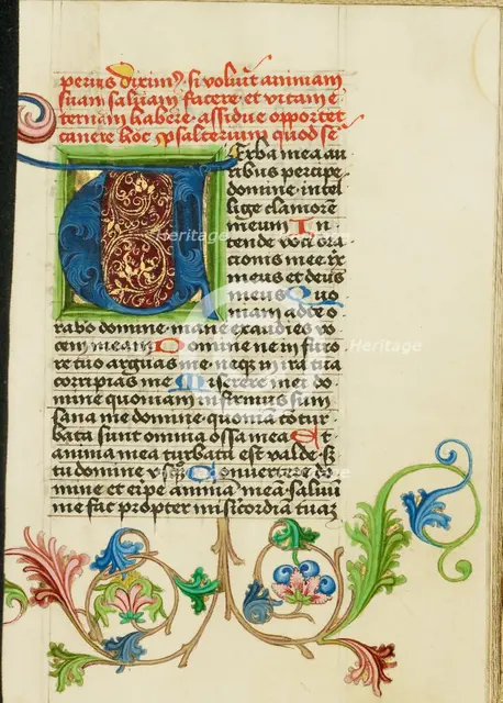 Decorated Initial V; Prayer Book, about 1470-1480. Creator: Workshop of Valentine Noh.