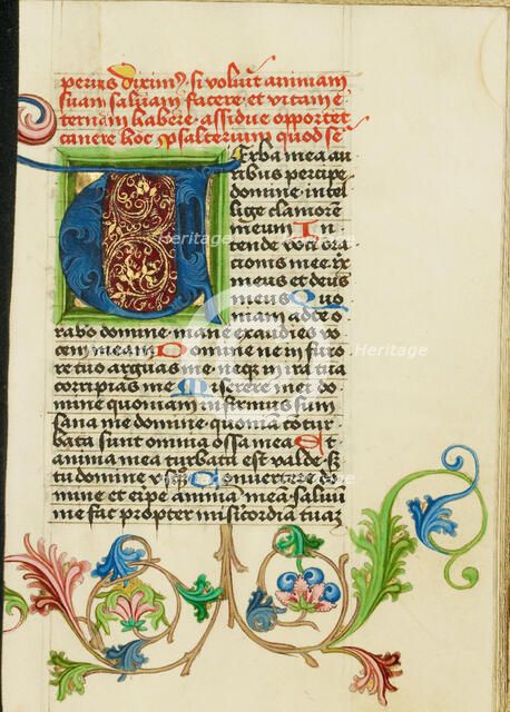 Decorated Initial V; Prayer Book, about 1470-1480. Creator: Workshop of Valentine Noh.