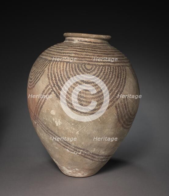 Decorated Jar with Rope Pattern, 4000-3000 BC. Creator: Unknown.