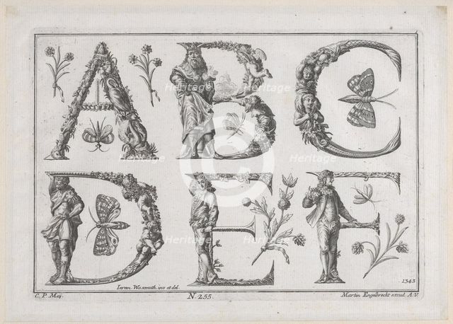 Decorated Roman alphabet, 18th century., 18th century. Creator: Jeremias Wachsmuth.
