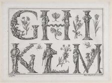 Decorated Roman alphabet, 18th century., 18th century. Creator: Jeremias Wachsmuth